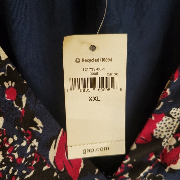 Gap LS smock waisted navy floral mini dress polyester size XXL - Picture 6 of 10